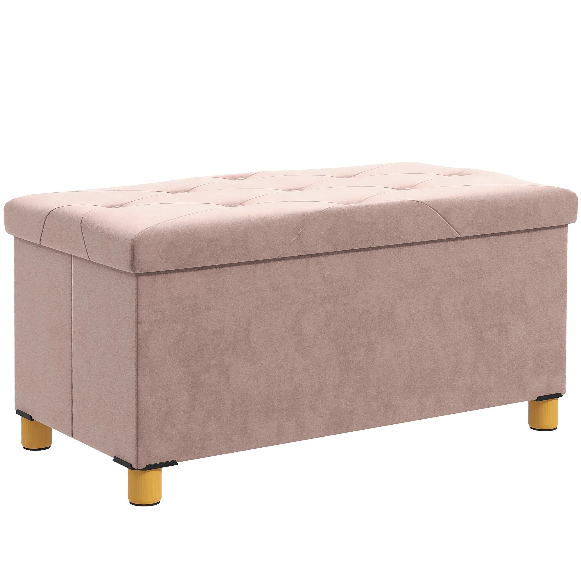Składana ławka ze schowkiem na końcu łóżka, pojemność 67 l, nośność 120 kg, z pokrywą, 76 dł. x 38 szer. x 38 wys. cm, różowa