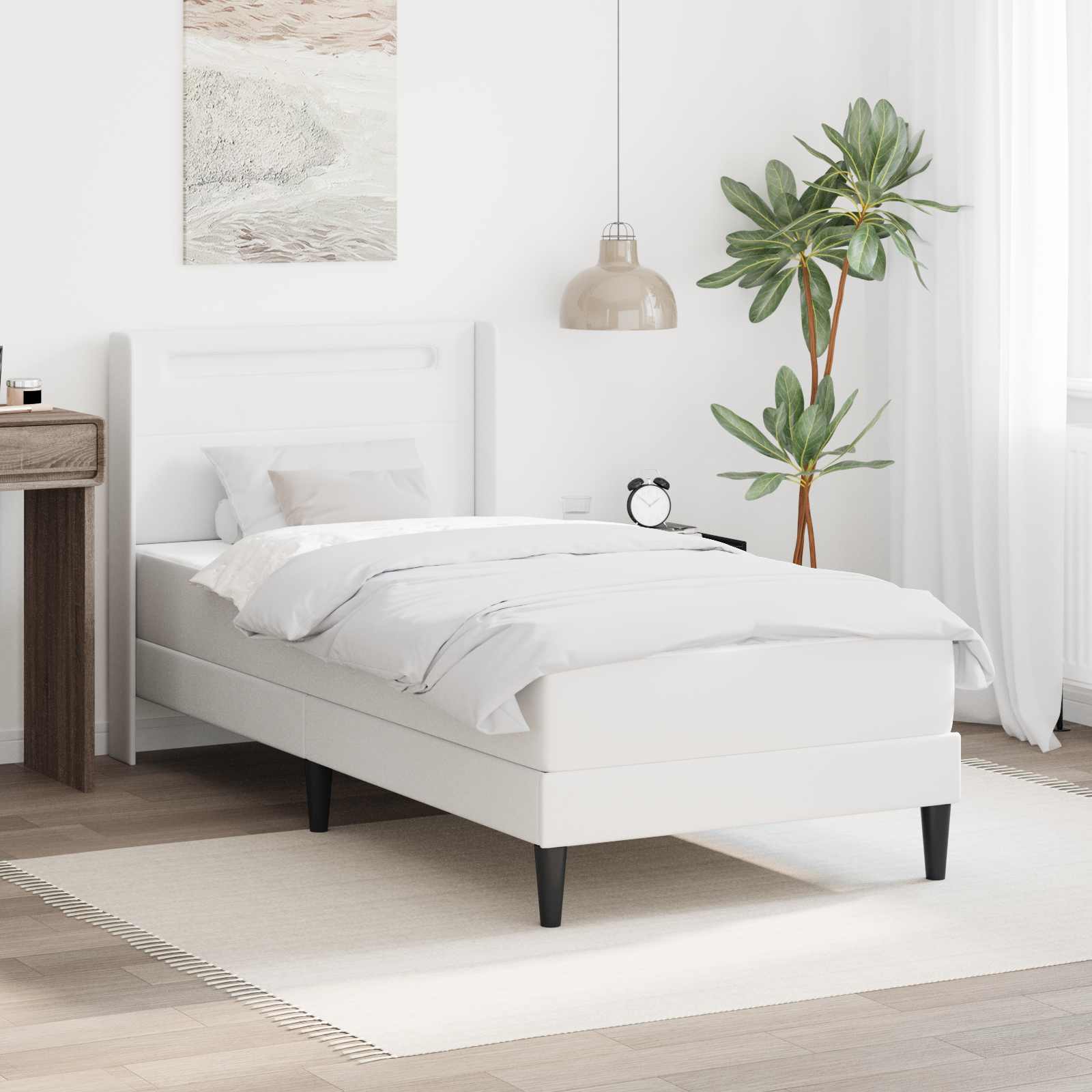 Rama łóżka z materacem Biały 80 x 200 cm Ekoskóra vidaXL