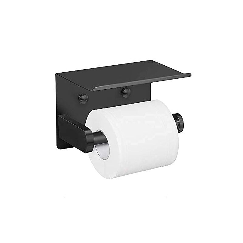 Uchwyt papier toaletowy ścienny uchwyt papier toaletowy uchwyt rolkę toaletową stali nierdzewnej montaż pomocą śrub lub taśmy samoprzylepnej czarny
