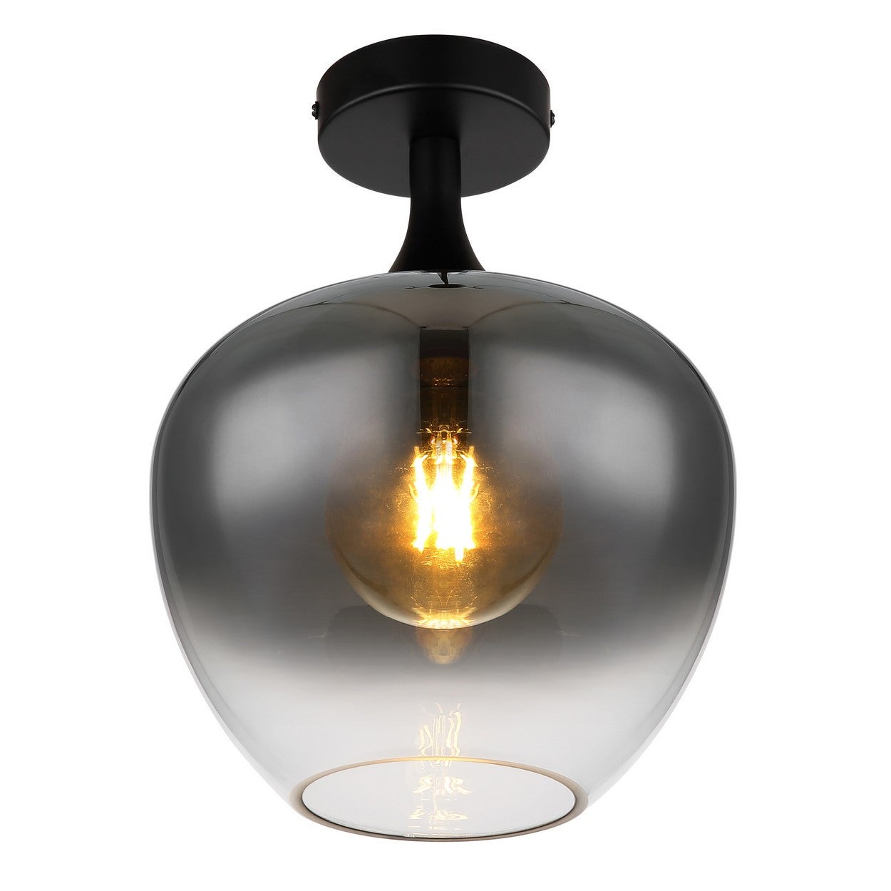 Lampa sufitowa Globo Maxy Globe z matowego czarnego szkła dymionego, 1 żarówka E27