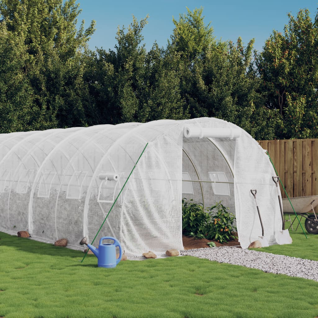 Szklarnia ze stalową ramą, biała, 30 m², 10x3x2 m vidaXL