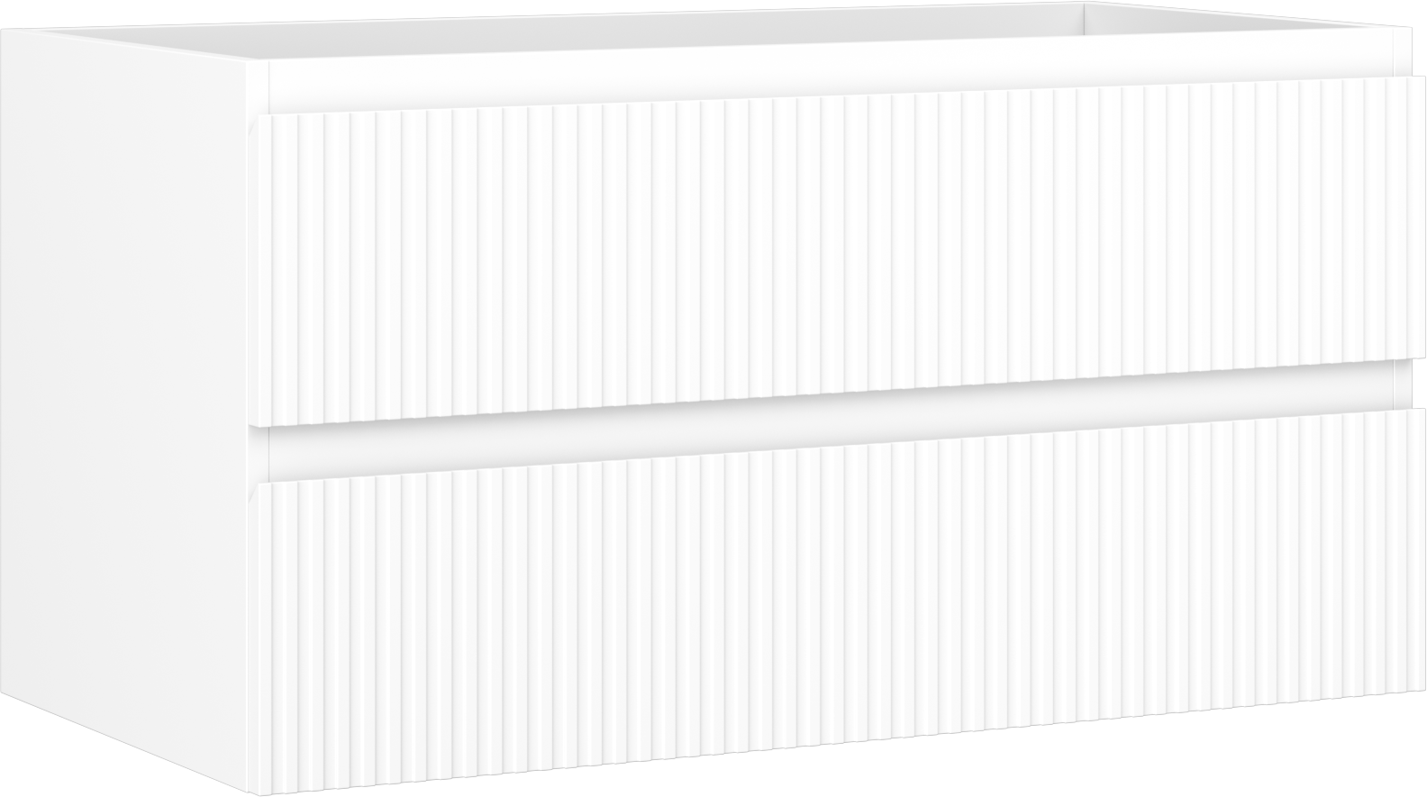 Mexen Rivel szafka łazienkowa podumywalkowa 90 cm, 2 szuflady, ryflowana , biała mat - 91A20-09047-2-BFF01