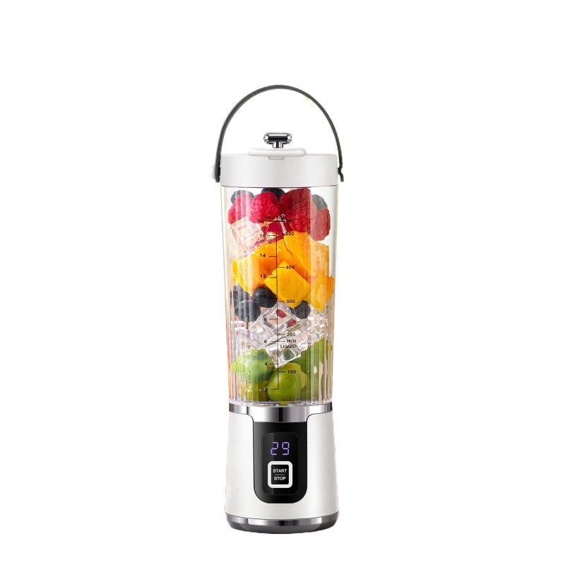 Blender przenośny USB o pojemności 500ml – 10 ostrzy – komputer klasy spożywczej – kruszenie lodu – akumulatorowy – wyświetlacz – biały