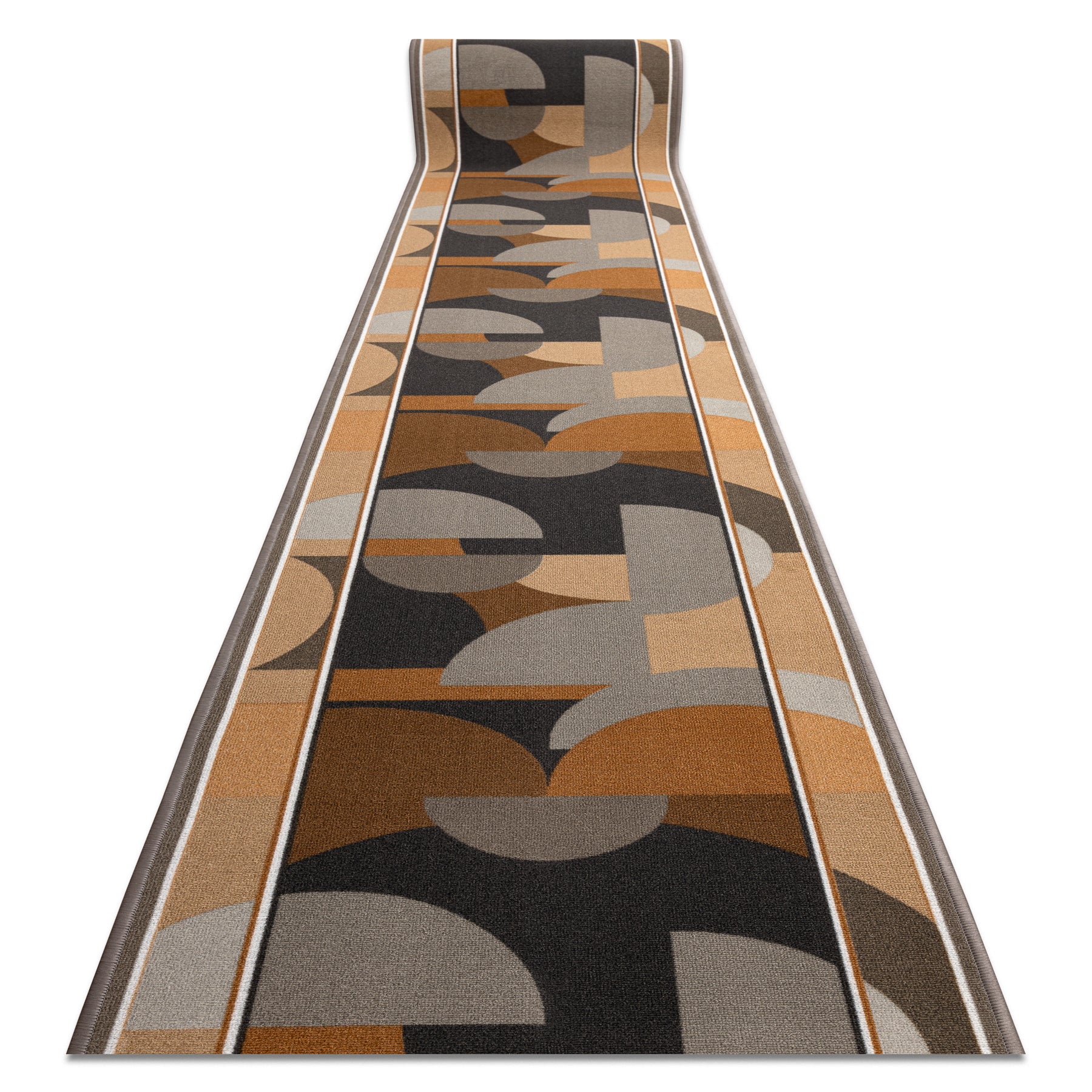 CHODNIK podgumowany MALIS Geometryczny, antypoślizgowy beż 100 cm 100x510 cm