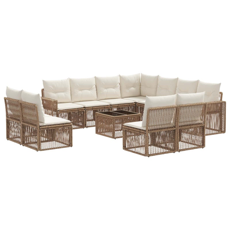 Zestaw Sof na Ogród 12 pcs Beżowy i kremowy polirattan vidaXL