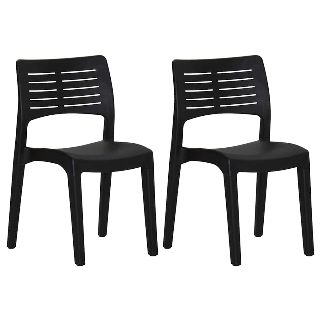 2x Krzesło Ogrodowe Plastikowe Antracytowe na Taras i Balkon