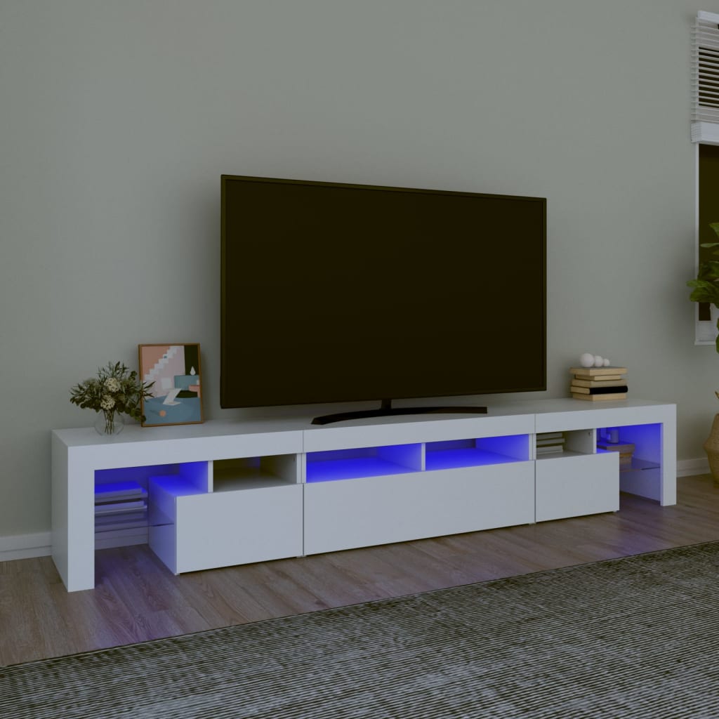 vidaXL Szafka TV z oświetleniem LED, biała, 230x36,5x40 cm