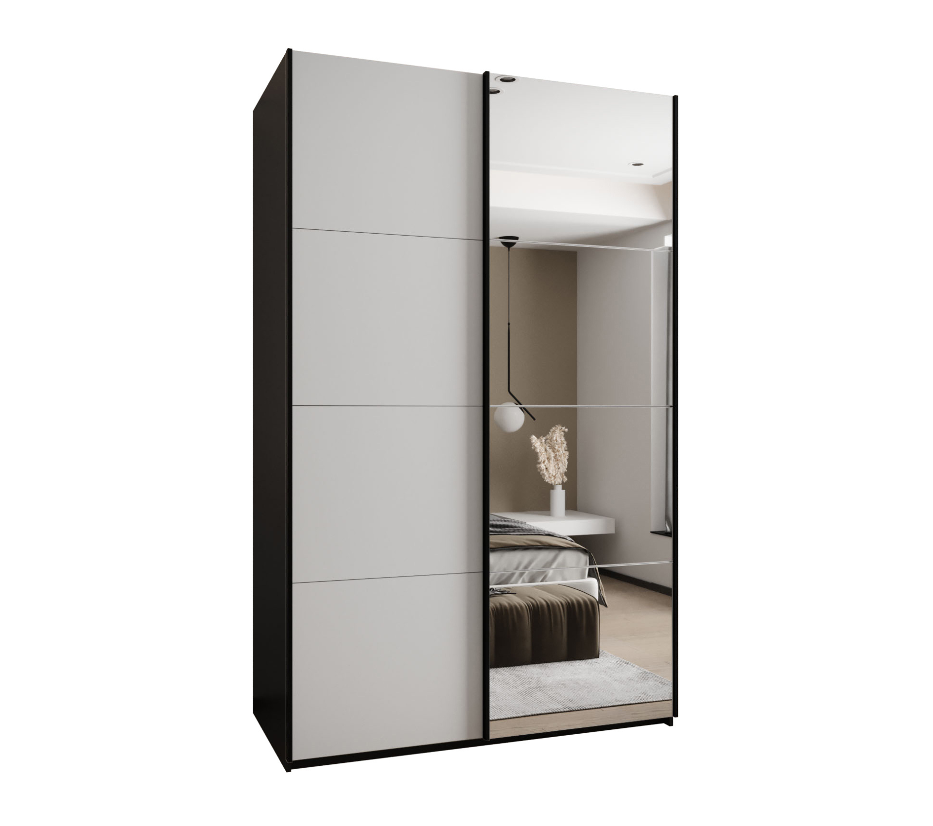 Szafa przesuwna wysoka Lux 3 150 x 64 x 245,5 cm czarny + biały + u. czarny - Abiks Meble