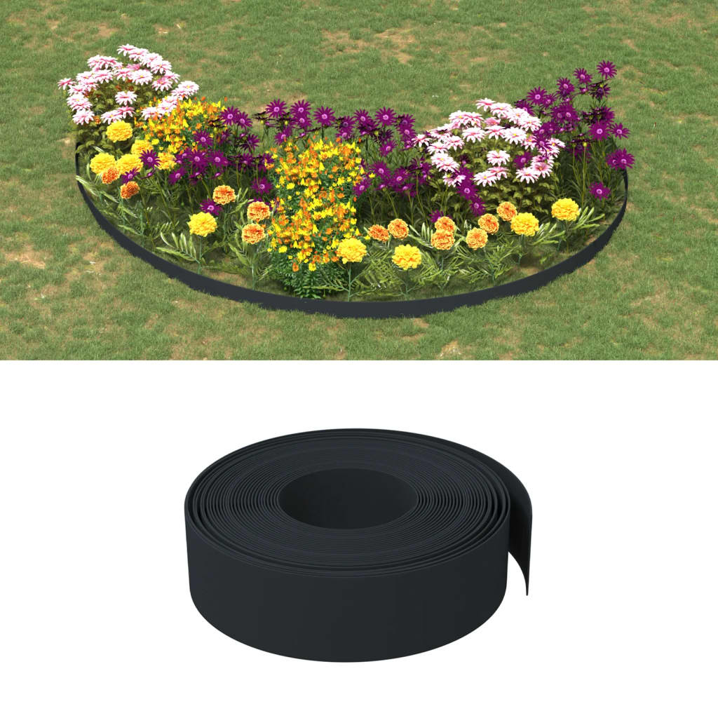 Obrzeża ogrodowe, 2 szt., czarne, 10 m, 15 cm, polietylen vidaXL