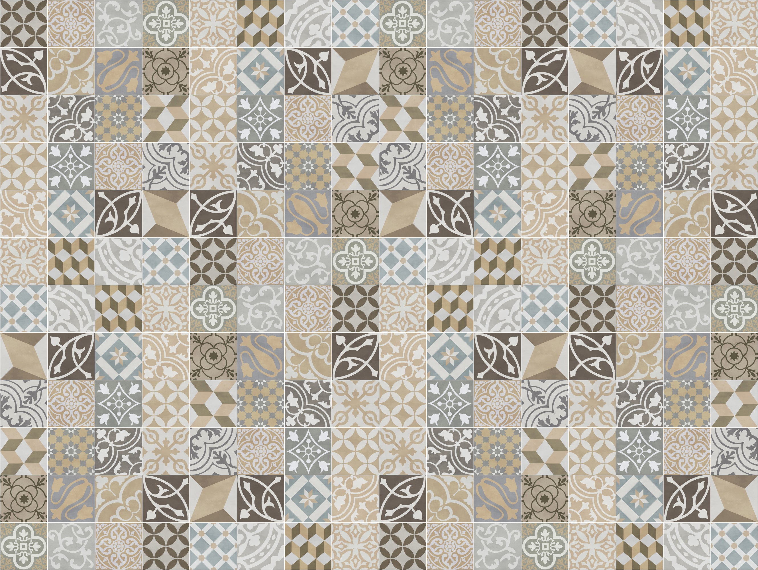 Dywan winylowy antique sepia 200x266 cm - antypoślizgowy PVC, winylowy do kuchni lub salonu, zmywalny, styl hydrauliczny