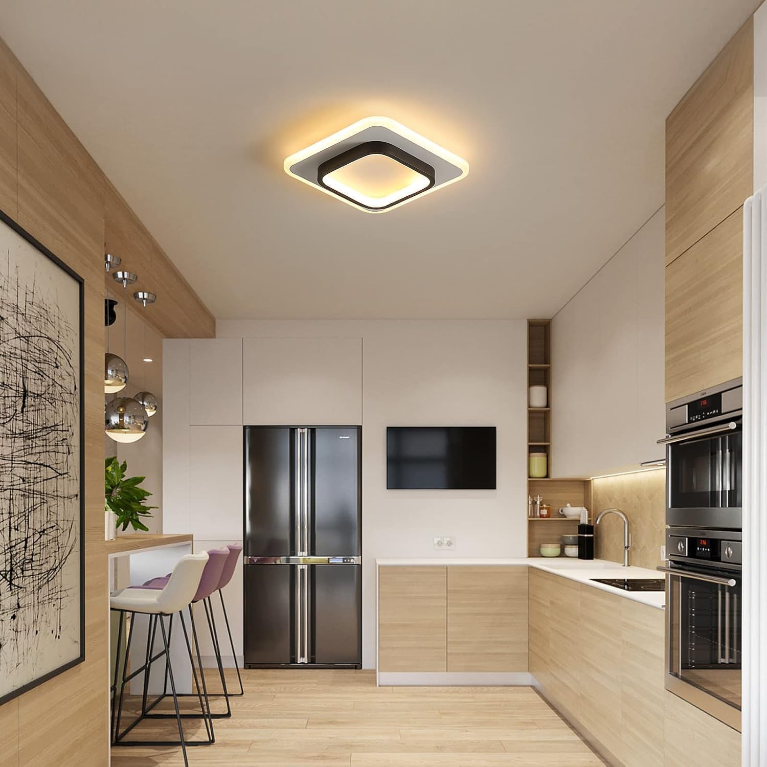 Lampa sufitowa LED - 24W - Regulowana temperatura barwowa (3000K/4000K/6000K), idealna do oświetlenia dekoracyjnego w korytarzach i sypialniach.