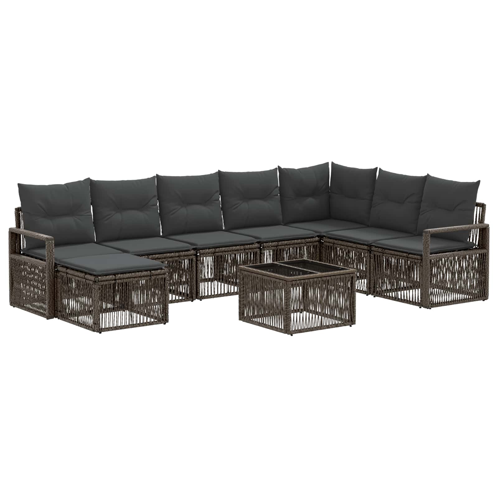 Zestaw Sof na Ogród 9 pcs Szary polirattan vidaXL