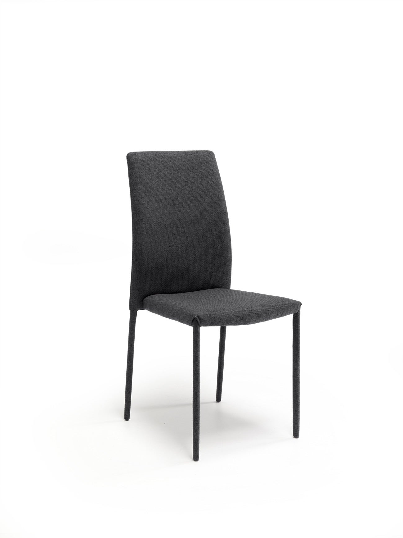 Krzesło Leda, nowoczesny design, łatwa w czyszczeniu tkanina w kolorze czarnym, powlekana rama metalowa, eleganckie siedzisko do jadalni, OM/502