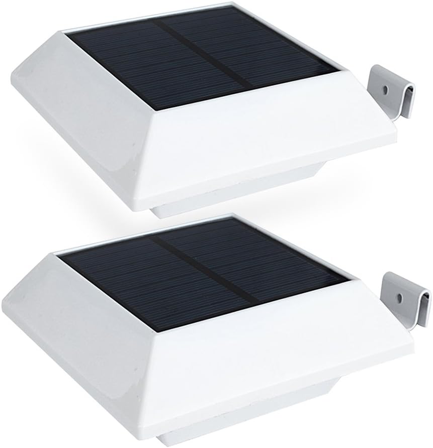 Zestaw 2 lamp solarnych do rynien z czujnikiem ruchu – 12 diod LED – Wodoodporne i trwałe – Do ogrodu, na patio, podjazd – Do wysokiej jakości życia n