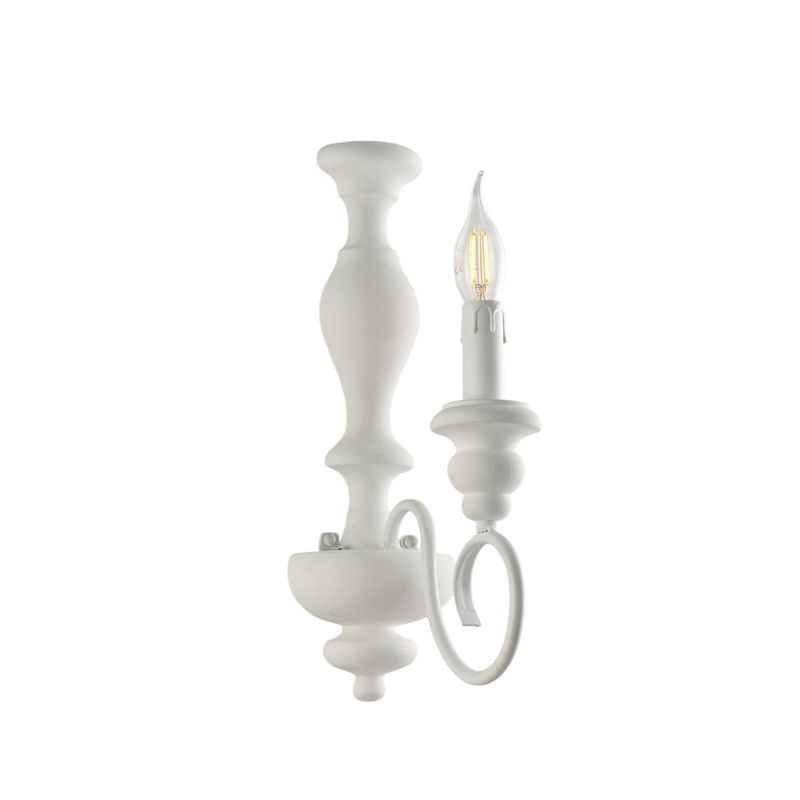 Applique in legno e ferro laccato bianco shabby 1 luce H.40 - L.13 - P.21