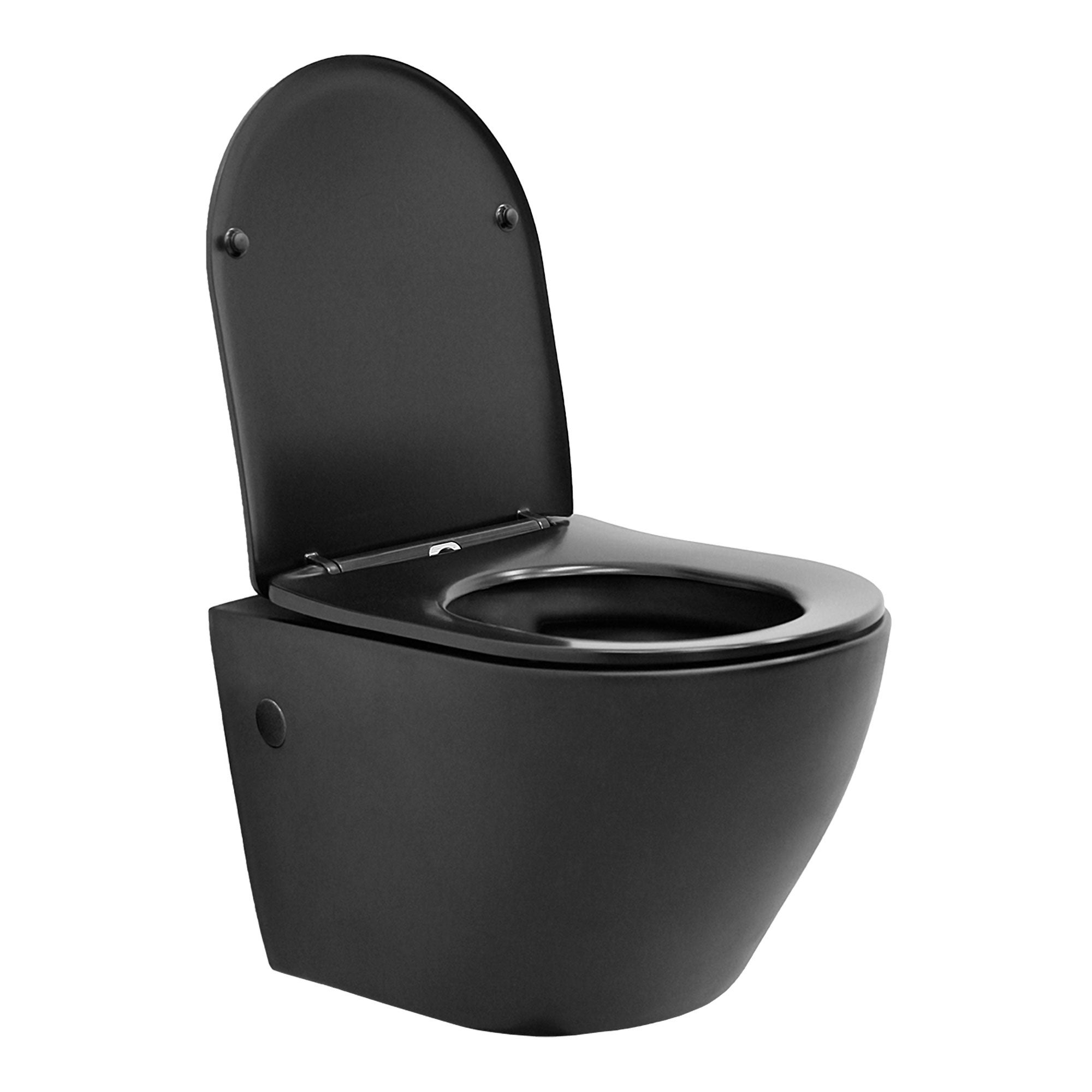 WC wiszące bez krawędzi krótkie z powłoką nano czarna matowa ceramiczna deska SoftClose