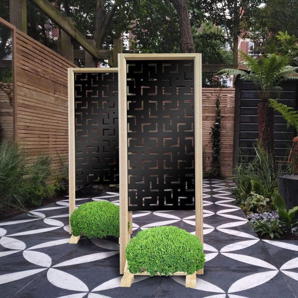 LABYRINTH M - Separè - Wolnostojący modułowy ekran - 70x190 cm - Z drewna i PCV, kolor wewnętrzny CZARNY