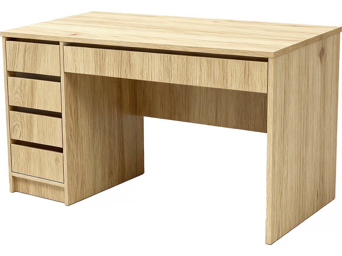 Drewniane biurko z 5 szufladami "Malika" – 120 x 75 x 55 cm – brązowe