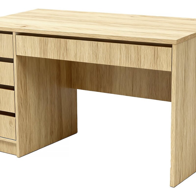 Drewniane biurko z 5 szufladami "Malika" – 120 x 75 x 55 cm – brązowe