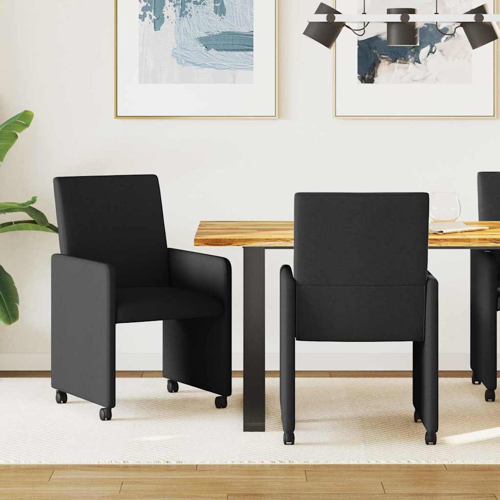 Krzesełka jadalne na kółkach 2 pcs Czarny 57 x 66 x 94 cm vidaXL