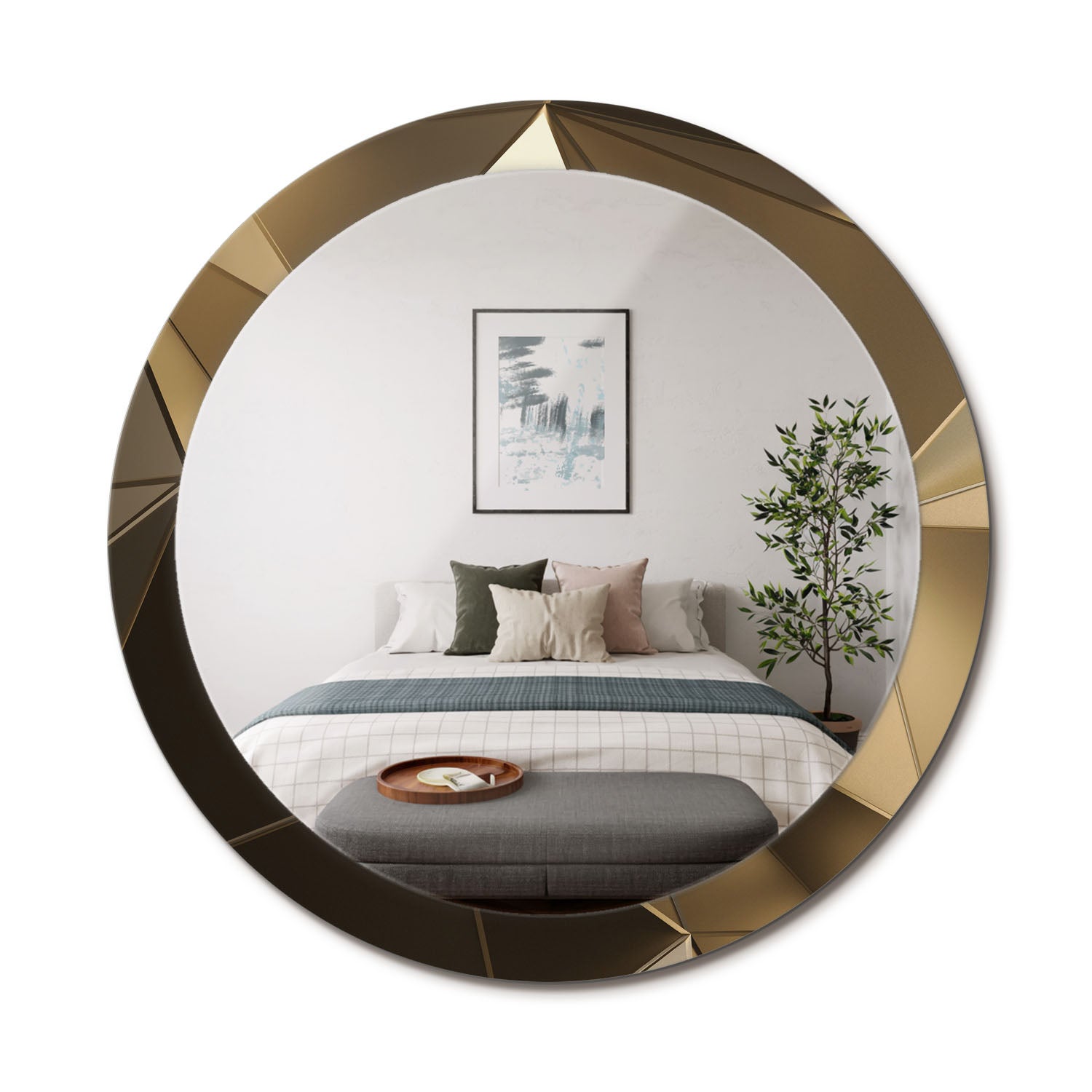 Lustro ozdobne premium z nadrukiem na szkle hartowanym Nowoczesna abstrakcja - 90 cm - ArtPrintCave