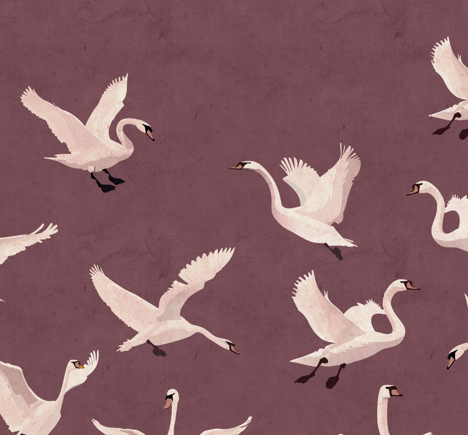 Fototapeta łabędzie fioletowy mauve - 3 x 2.79 m - ESTAHOME