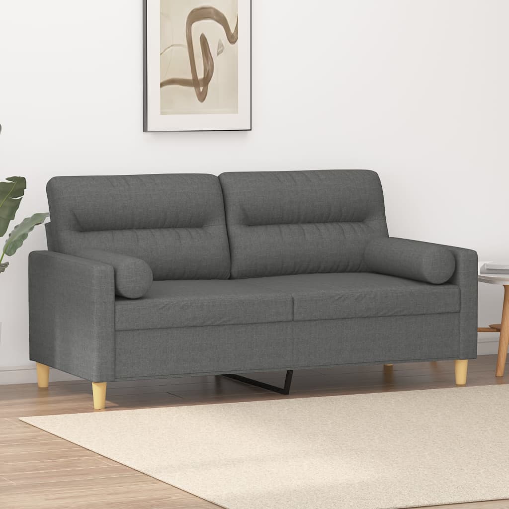 2-osobowa sofa z poduszkami, ciemnoszara, 140 cm, tkanina vidaXL