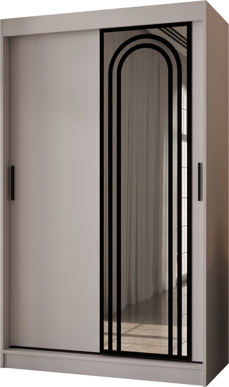 Szafa przesuwna z lustrem VIGO 120 x 62 x 200 kaszmir + u. czarny