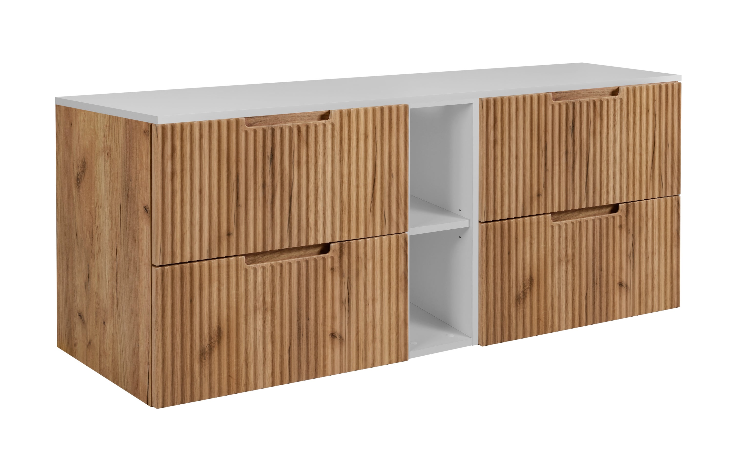 Szafka łazienkowa, dąb Craft / biały, 140 (2 x 60 + 20) x 58,6 x 46 cm
