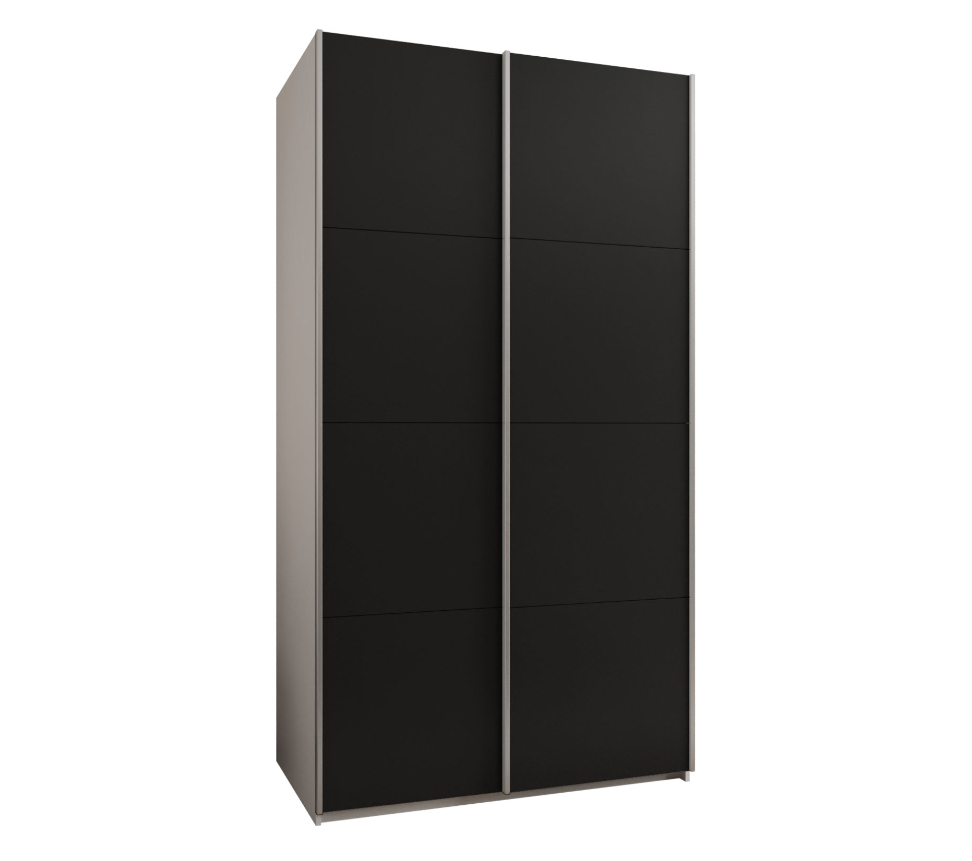 Szafa przesuwna wysoka Lux 1 140 x 64 x 245,5 cm biały + czarny + u. srebrny - Abiks Meble