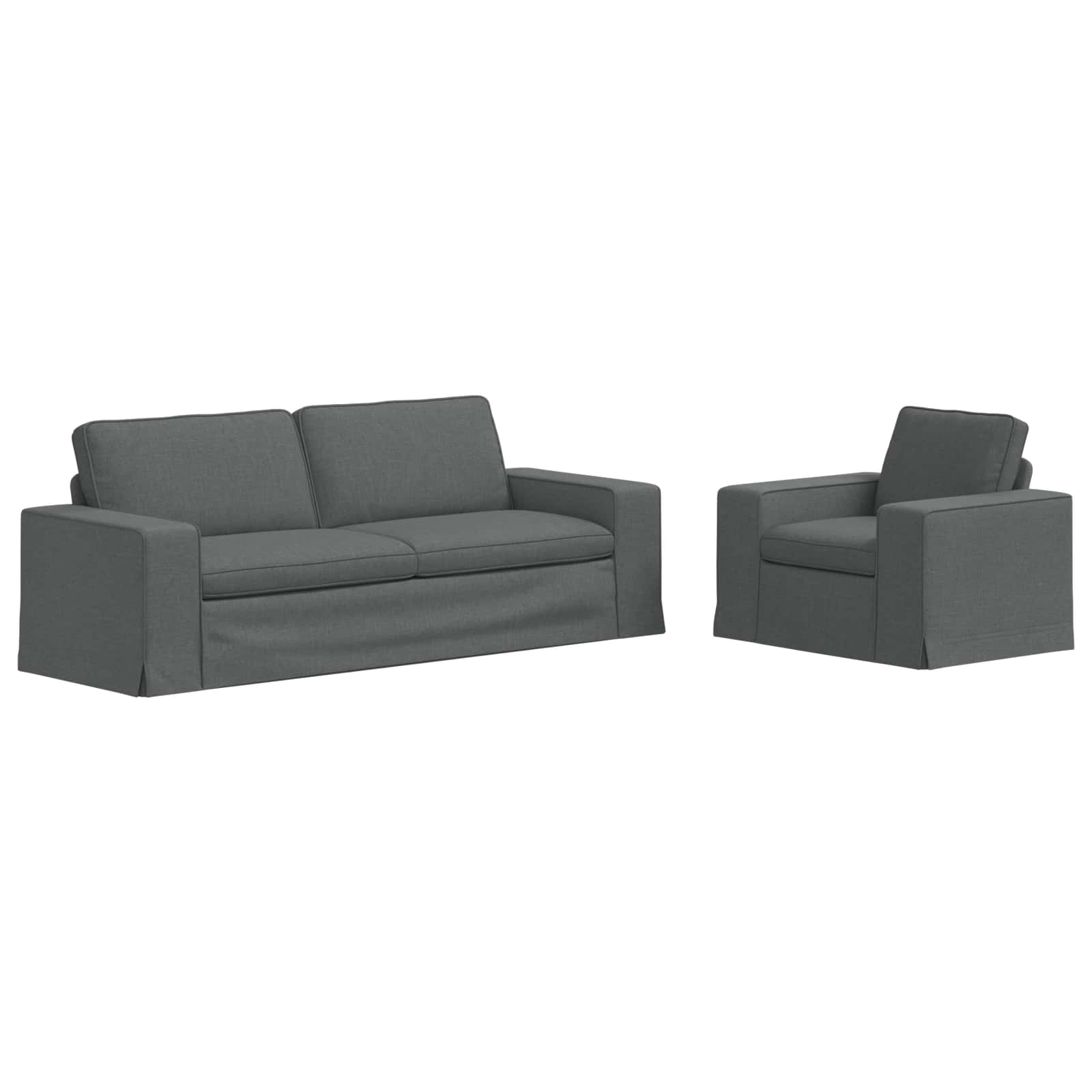 Zestaw Sof 2 pcs Ciemnoszary 222 x 80 x 82 cm tkanina