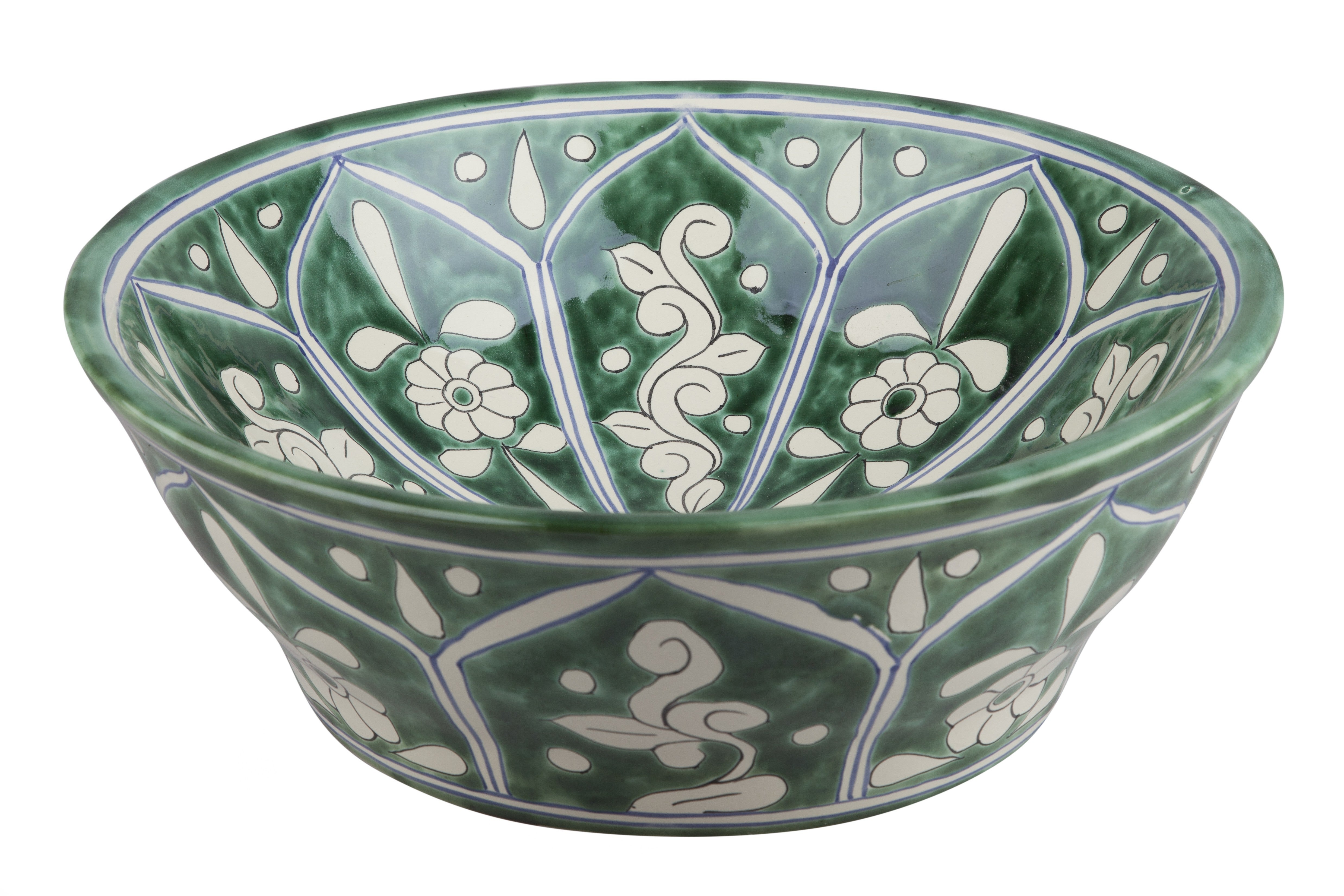 Meksykańska ceramiczna umywalka nablatowa Baila – okrągła umywalka łazienkowa 42,5 x 15 cm | Ręcznie wykonana umywalka Talavera