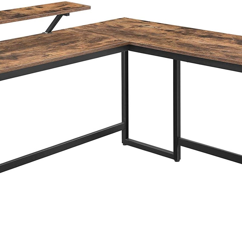 Biurko komputerowe Songmics 130 x 140 x 76/91,5 cm narożne dąb rustykalny