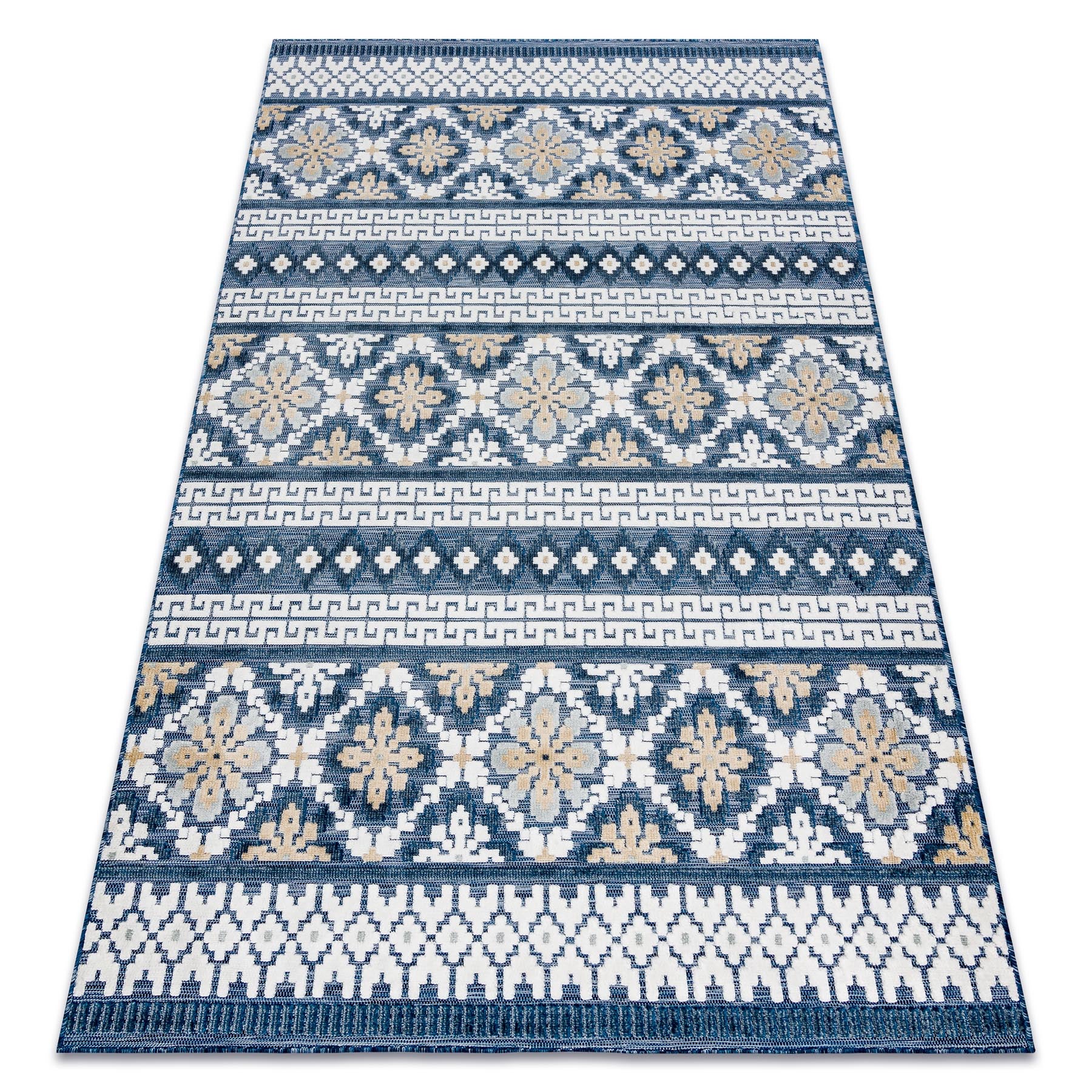 Dywan Strukturalny BOTANIC 65252 Boho płasko tkany, na balkon, taras - granat 157x220 cm