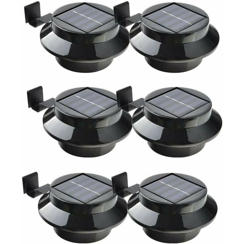 Lampy solarne LED do rynien, ogrodzeń, dachów, ogrodów, tarasów i ścian, czarne, opakowanie 6 szt.