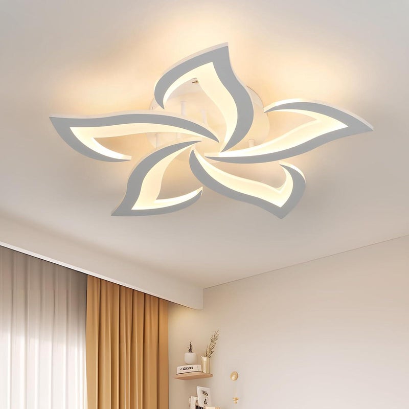 Nowoczesna lampa sufitowa LED, 65W, trzy kolory, 5 głowic, biała, odpowiednia do salonu, sypialni, jadalni i kuchni