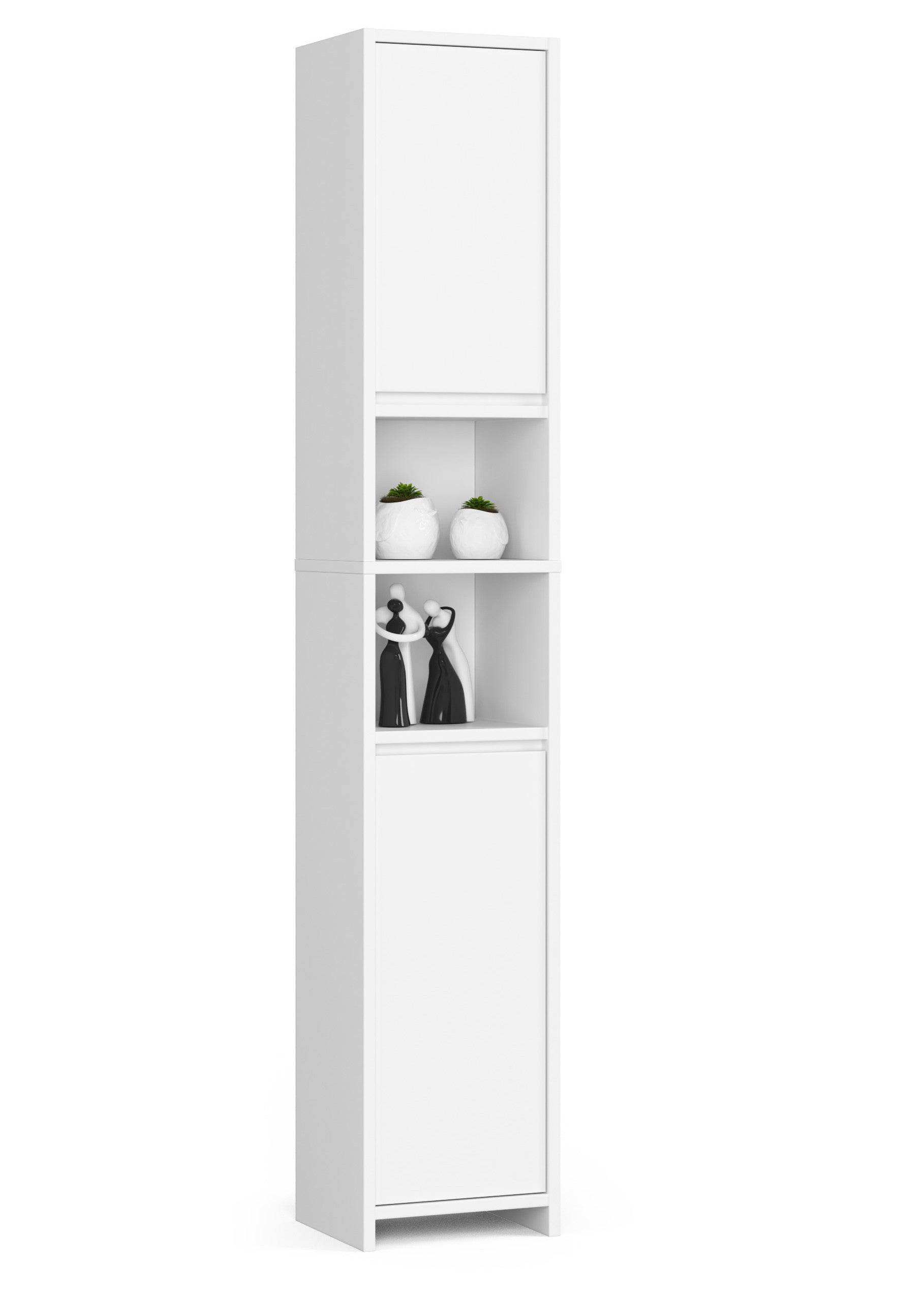 Słupek łazienkowy AKORD UNI Biały mat 32 cm 2 drzwi 4 półki 32x28x180 cm