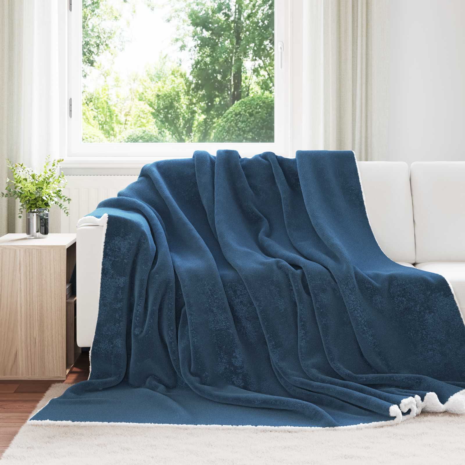 Koc Granatowy 220 x 240 cm Polar vidaXL