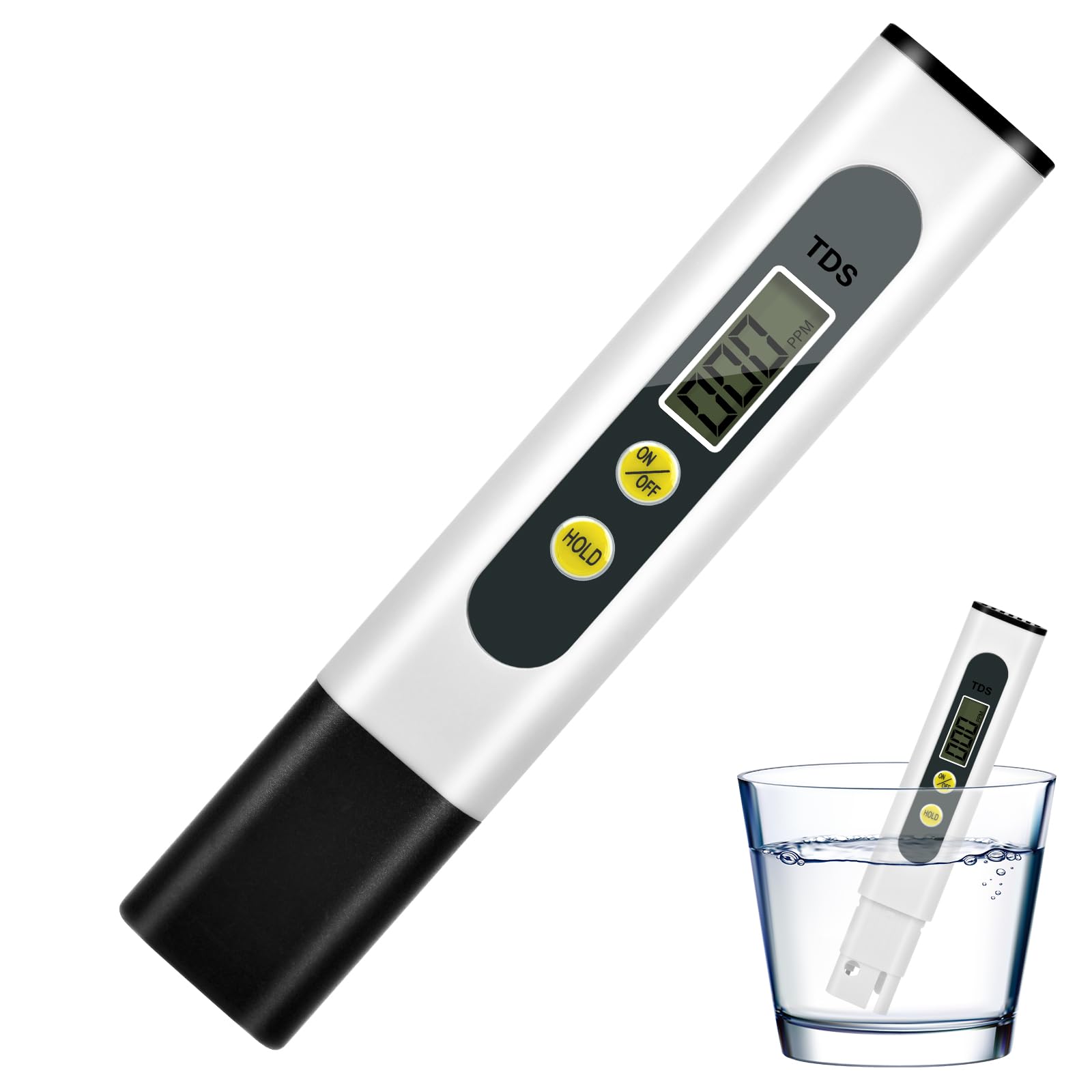 Tester TDS&EC 3 w 1, Tester twardości wody, Tester wody akwariowej, Tester wody pitnej 0-9990 PPM do akwariów, basenów, stawów i wody pitnej