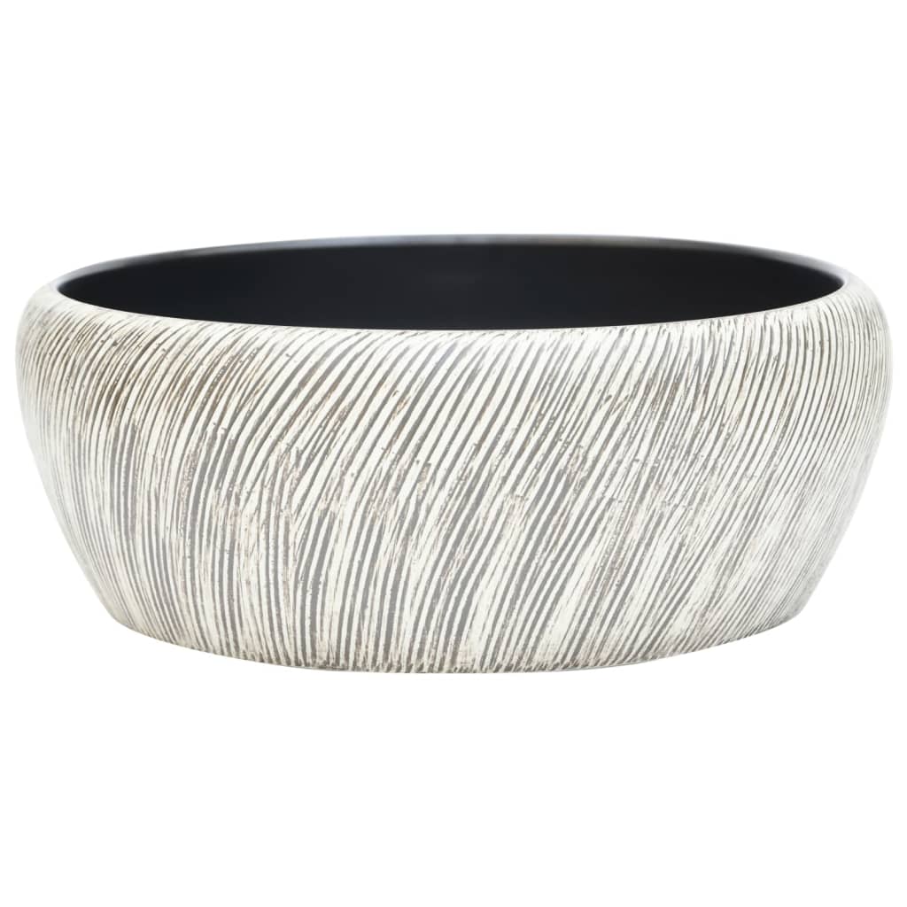 Umywalka Nablatowa Ceramiczna Okrągła Czarno-Szara do Łazienki