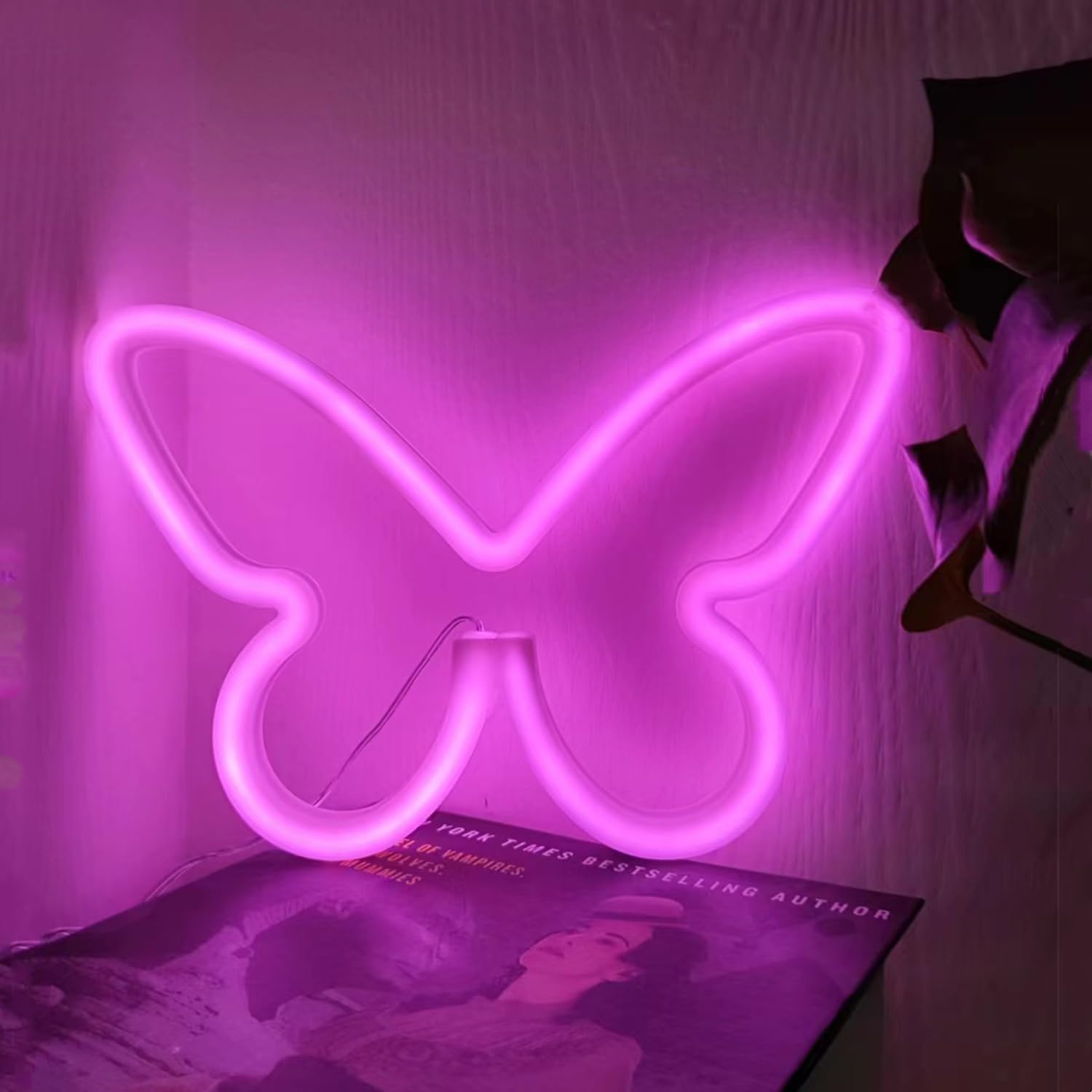Neon LED w kształcie motyla, dekoracja ścienna, lampka nocna zasilana bateriami, odpowiednia do salonu, pokoju dziecięcego, dekoracja na imprezę świąt
