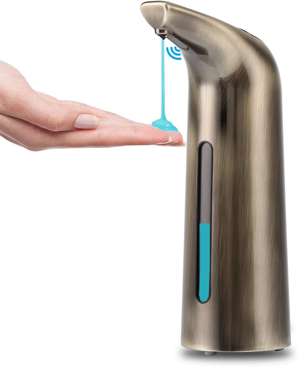 Automatyczny, szczelny dozownik mydła, 400 ml/13 uncji, mosiężno-zielony, bezdotykowy dozownik mydła w płynie z czujnikiem podczerwieni, odpowiedni d