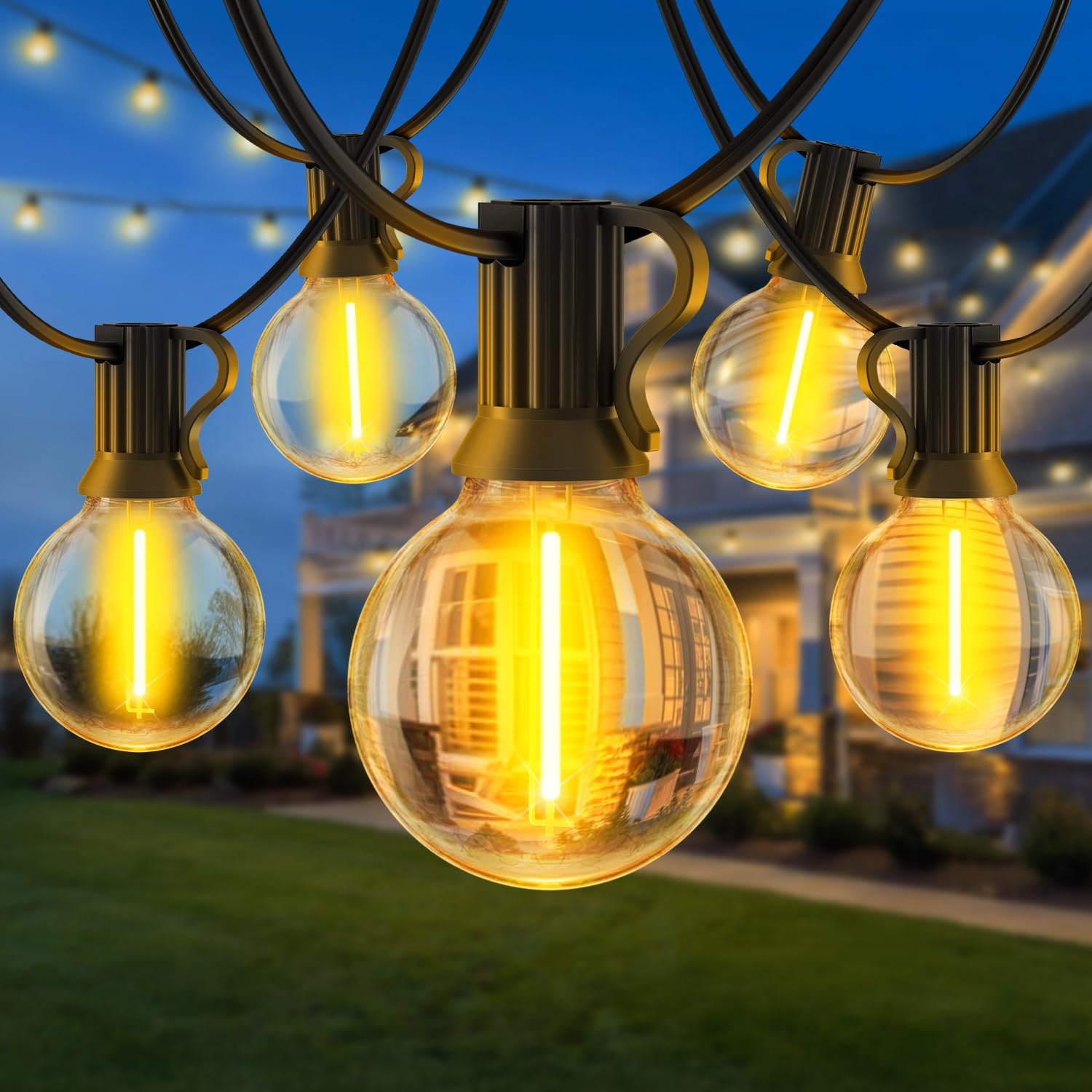 Zewnętrzna girlanda świetlna LED do ogrodu, 15 m, żarówki LED, wodoszczelna IP44, do tarasu, na imprezę