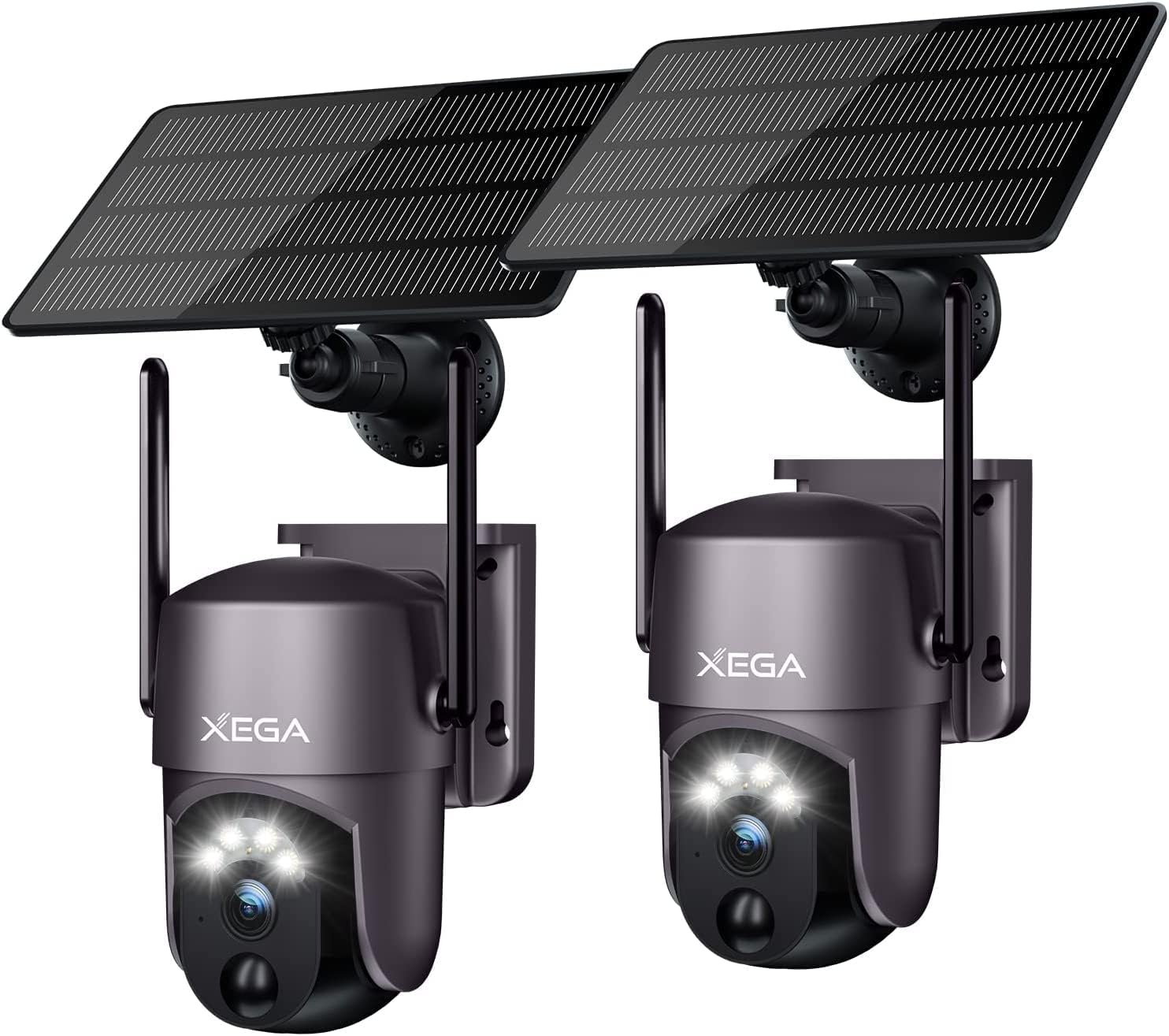 Xega zestaw 2 kamer monitoringu solarnych zewnętrznych PTZ WiFi, kolorowa noktowizja PIR, detekcja człowieka