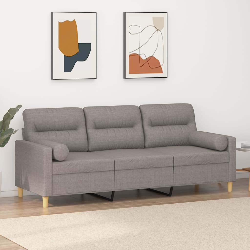 3-osobowa sofa z poduszkami, kolor taupe, 180 cm, tkanina vidaXL