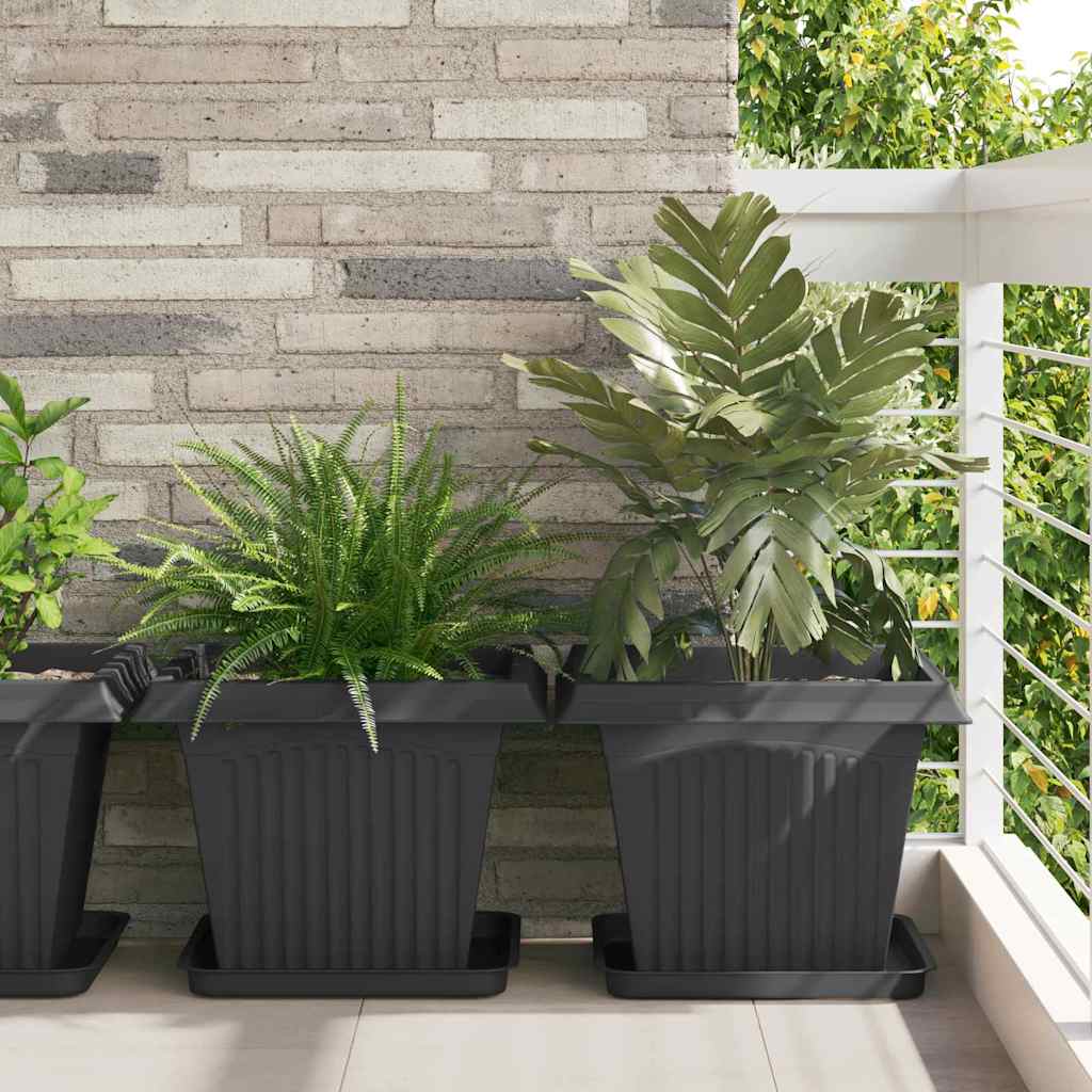 Kwadratowa doniczka na kwiaty 6 pcs Czarny 43 x 43 x 33,5 cm vidaXL