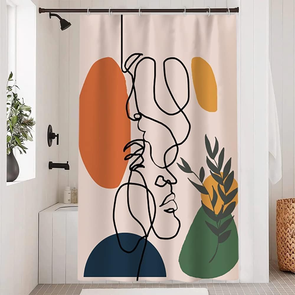 Abstrakcyjna zasłona prysznicowa, odporna na pleśń i wodę, zmywalna, poliester, 120 x 180 cm.