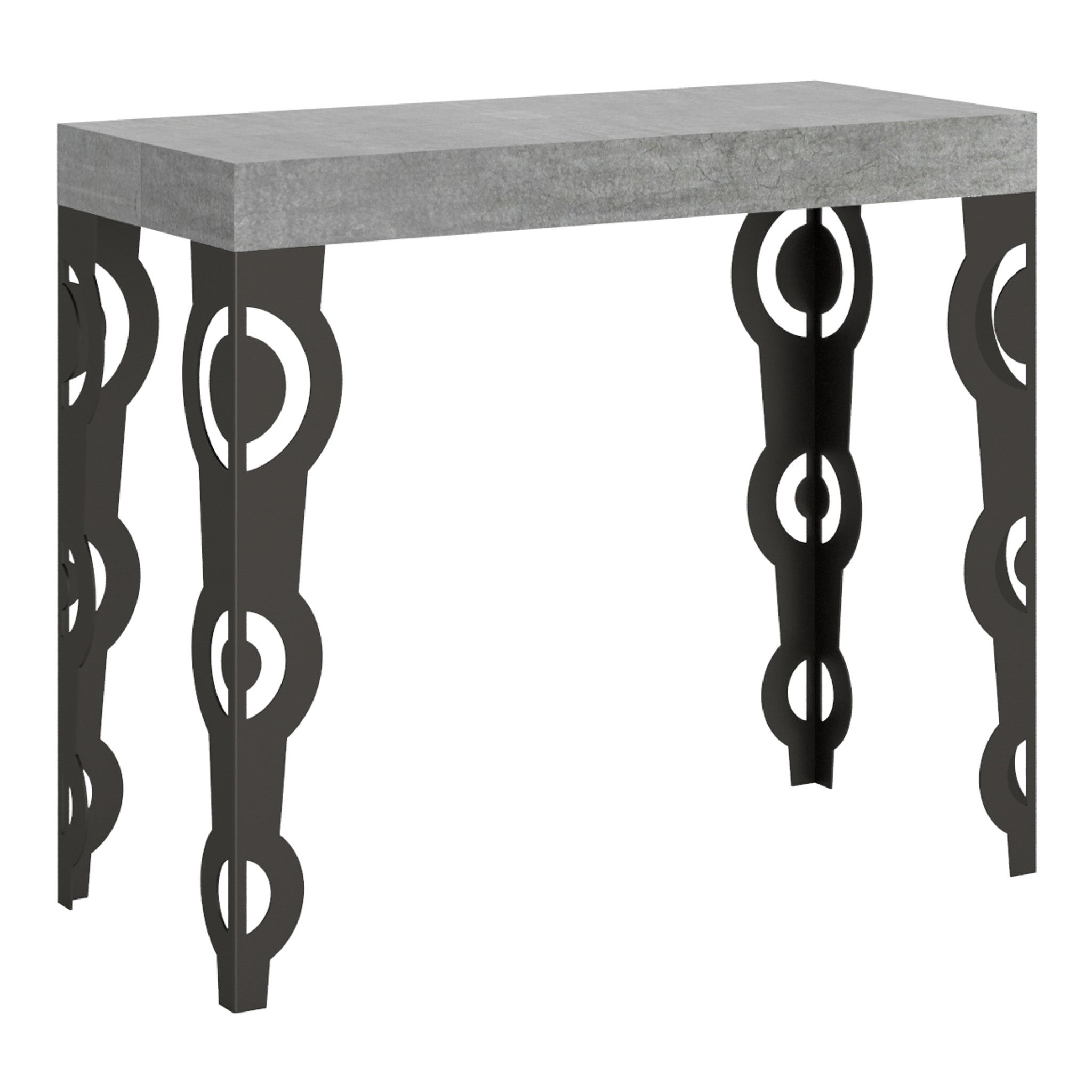 Mesa consola de cemento Karamay Premium de 90x40 cm, extensible hasta 3 metros.