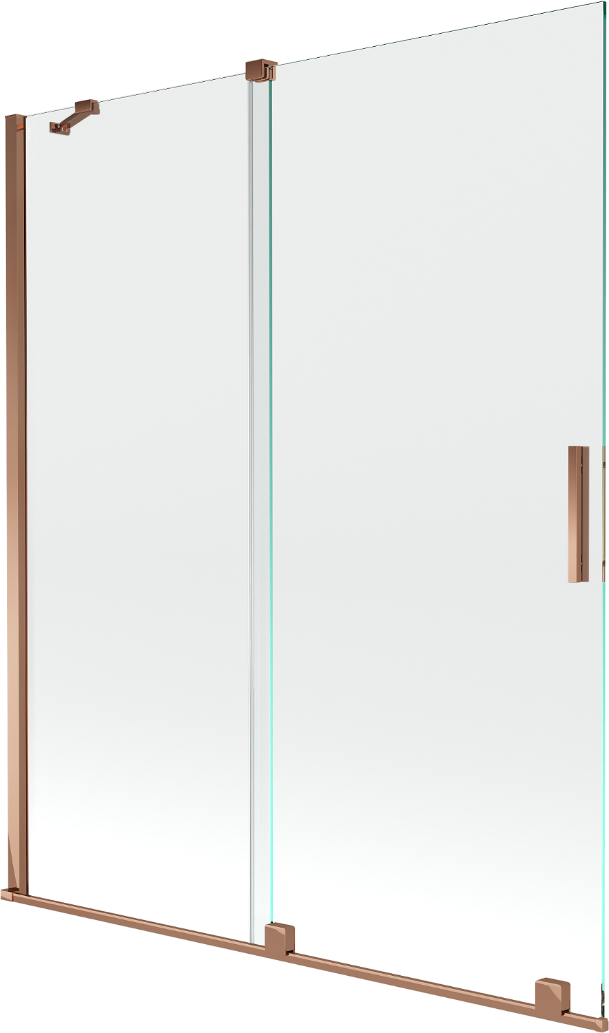 Mexen Velar parawan nawannowy 2-skrzydłowy rozsuwany 140 x 150 cm, transparent, różowe złoto - 896-140-000-01-60