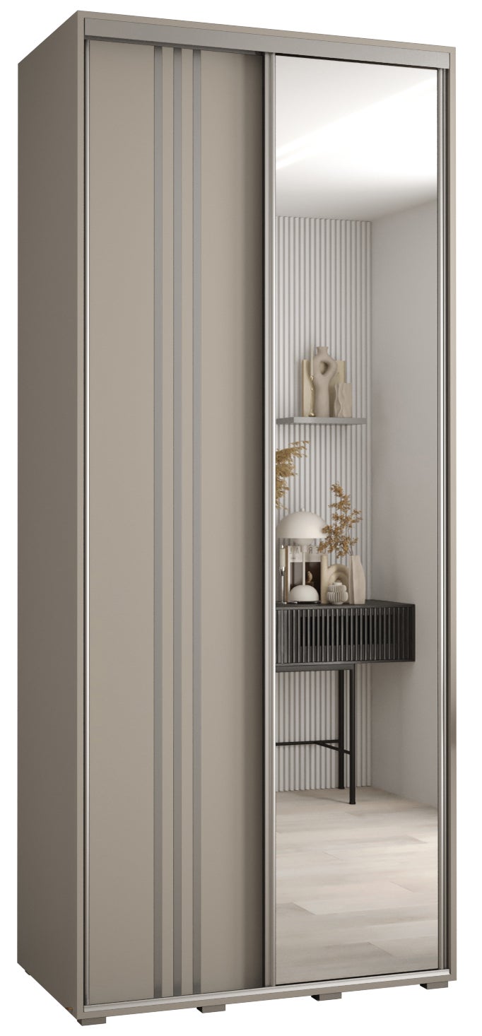 Szafa przesuwna z lustrem wysoka Dakota 7 120 x 60 x 235,2 cm kaszmir + u. Srebrny - Abiks Meble